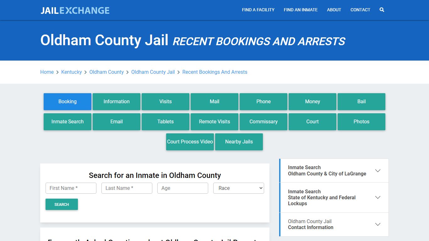 Oldham County Jail KY Recent Arrests and Bookings - Jail Exchange